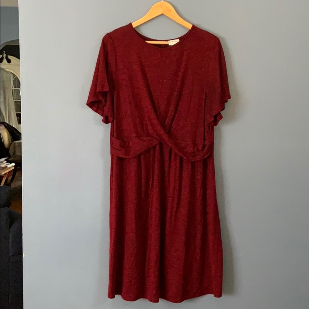 Ava&Viv Red Short-Sleeved Dress 1X